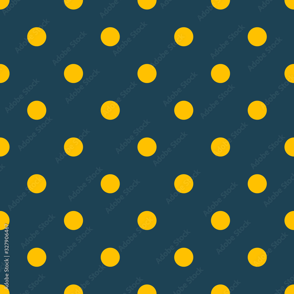 Yellow polka dots on dark blue background seamless pattern. Yellow polka dots on dark blue background seamless pattern.