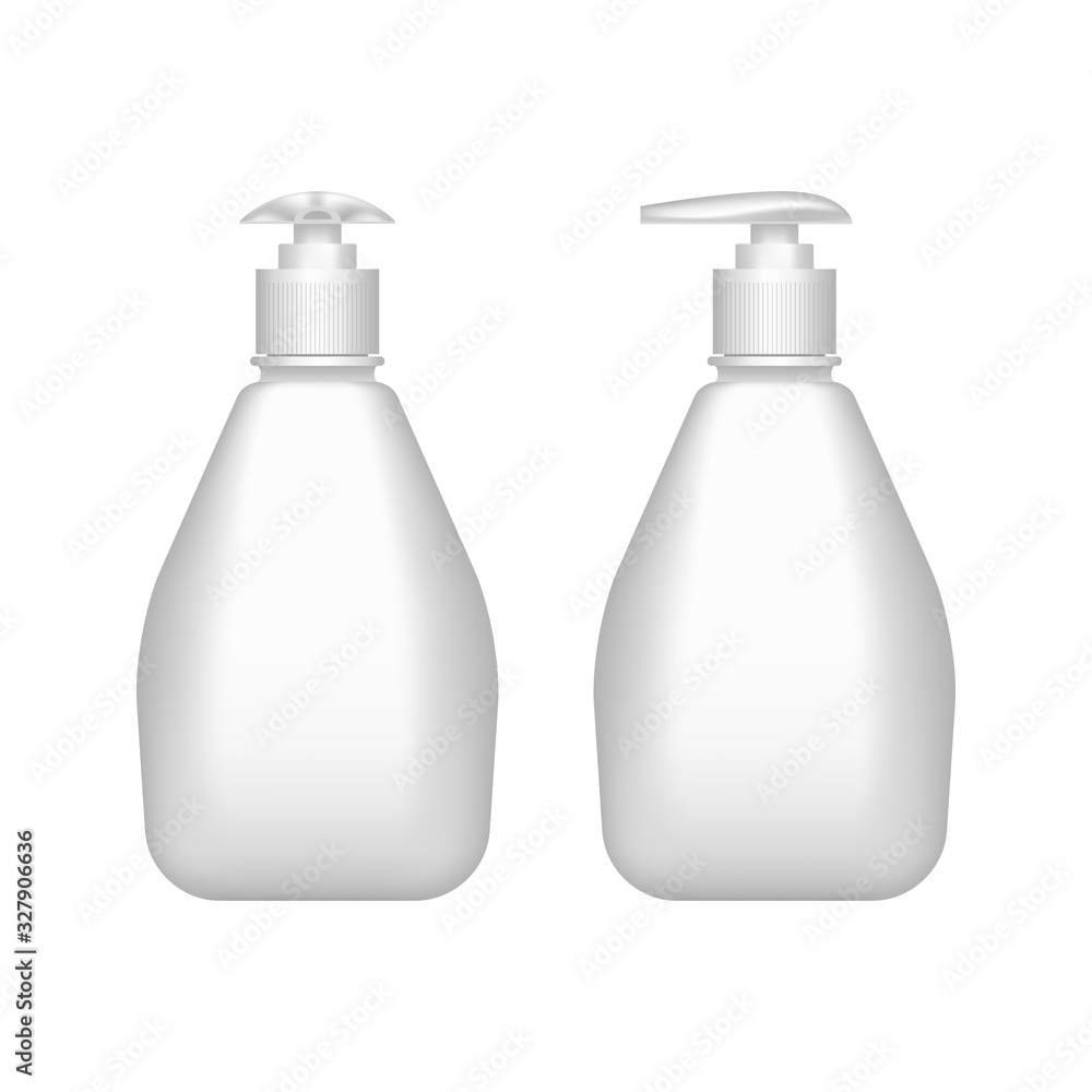 Realistic 3d dish liquid soap bottle mockup isolated on white background Realistic 3d dish liquid soap bottle mockup isolated on white background