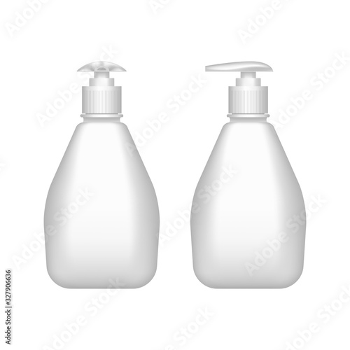 Realistic 3d dish liquid soap bottle mockup isolated on white background