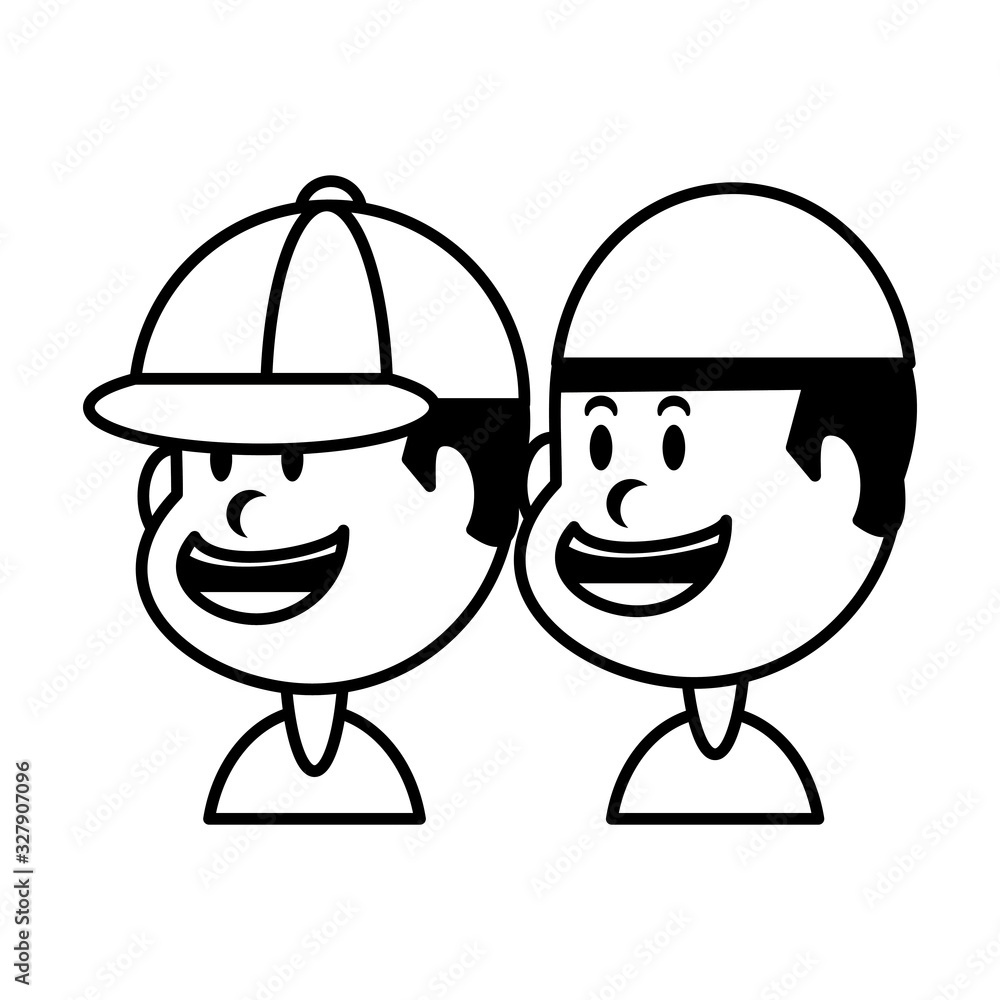 boys smiling on white background