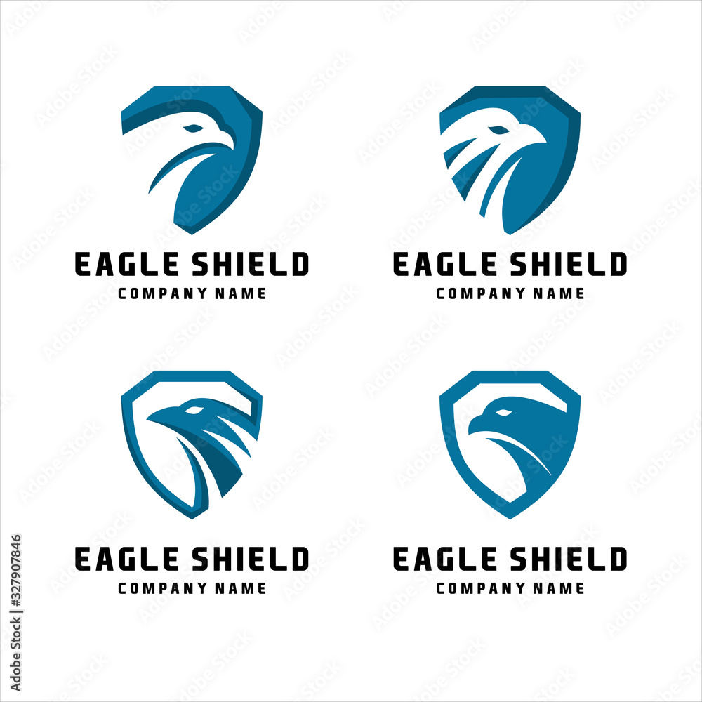 Security shield eagle logo design template vector,   template Negative space style. Legal Lawyer Security Guard Protection Defense Logotype concept icon. 