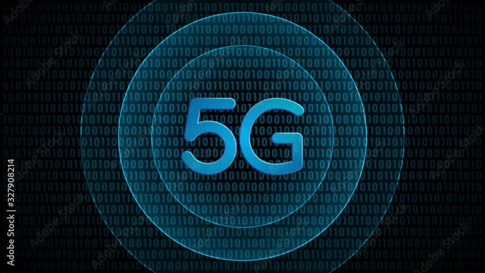 Mobile 5G network with waves. Technology internet symbol in digital background. Loop video animation. Mobile 5G network with waves. Technology internet symbol in digital background. Loop video animation.