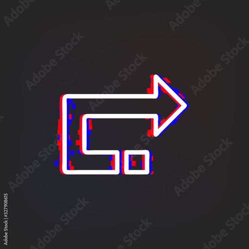 Back arrow glytch icon. Simple thin line, outline vector of web icons for ui and ux, website or mobile application photo