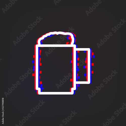 Beer mug glytch icon. Simple thin line, outline vector of web icons for ui and ux, website or mobile application photo