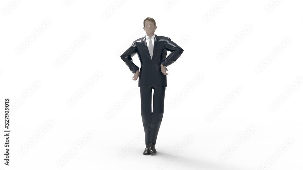 3D rendering of a business man posing in a suit isolated on white background 3D rendering of a business man posing in a suit isolated on white background