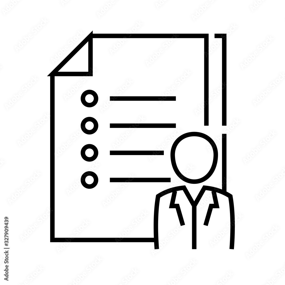 Teacher test line icon, concept sign, outline vector illustration, linear symbol. Teacher test line icon, concept sign, outline vector illustration, linear symbol.