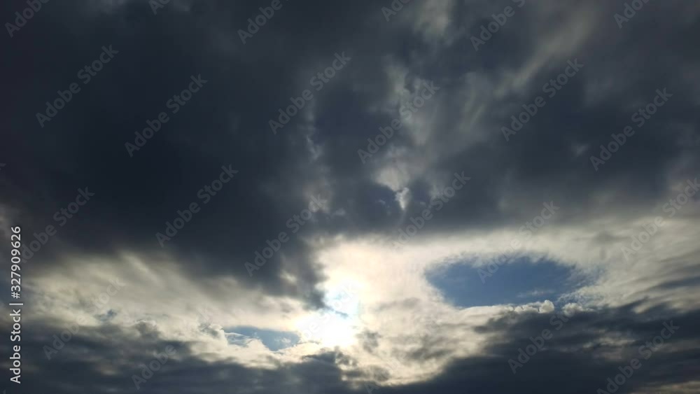 Sun hid behind the clouds. Blue cloudy sky background, time lapse 4k. Beautiful dramatic fluffy clouds slow moving. Sun hid behind the clouds. Blue cloudy sky background, time lapse 4k. Beautiful dramatic fluffy clouds slow moving.
