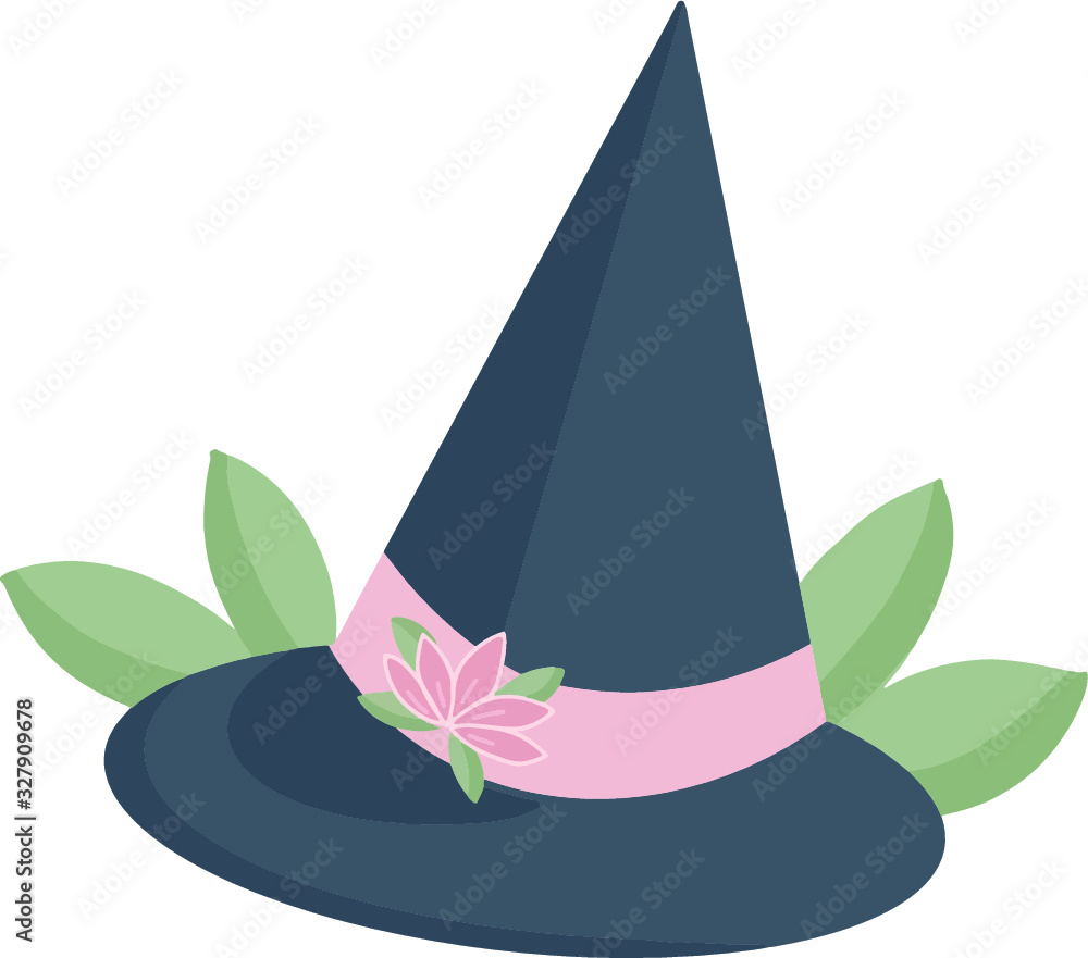 Fototapeta premium cute witch hat with flower