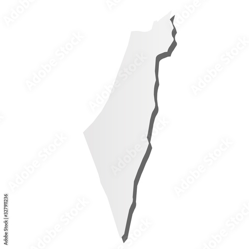 Israel - grey 3d-like silhouette map of country area with dropped shadow. Simple flat vector illustration