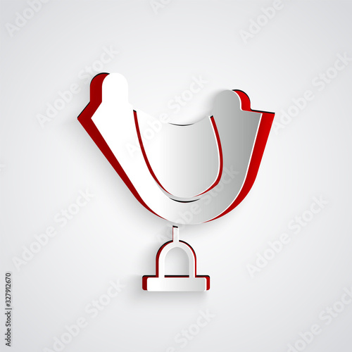 Paper cut Wild west saddle icon isolated on grey background. Paper art style. Vector Illustration