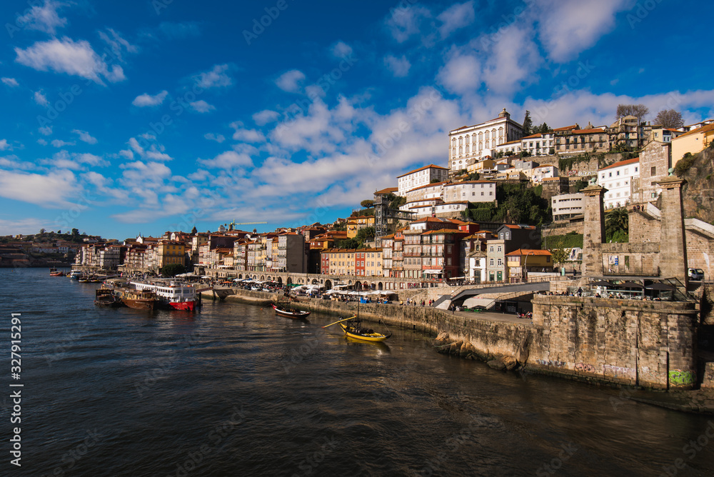 View of Historical Old Town of Porto at Douro River in Portugal