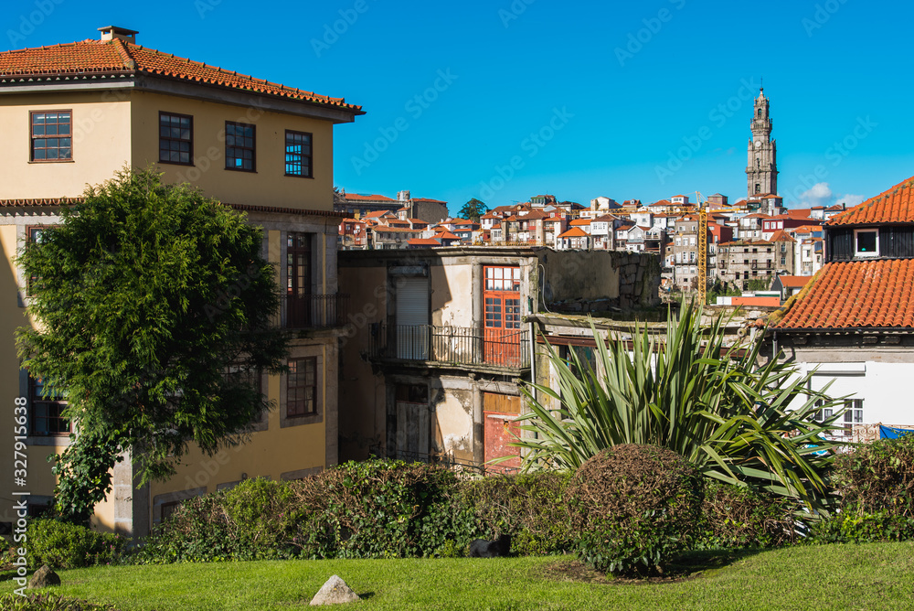 Small Park in a Historical Center of Porto City in Portugal Small Park in a Historical Center of Porto City in Portugal