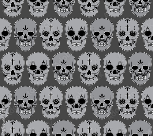 Vector seamless pattern with skulls