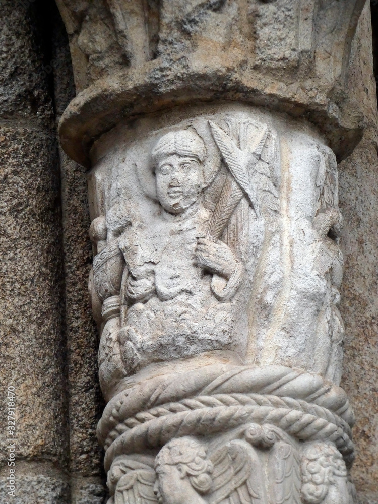 Estatuas en la Catedral de Santiago de Compostela , Galicia, España