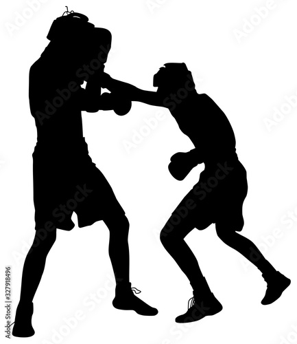 silhouette of athletes boxers vector