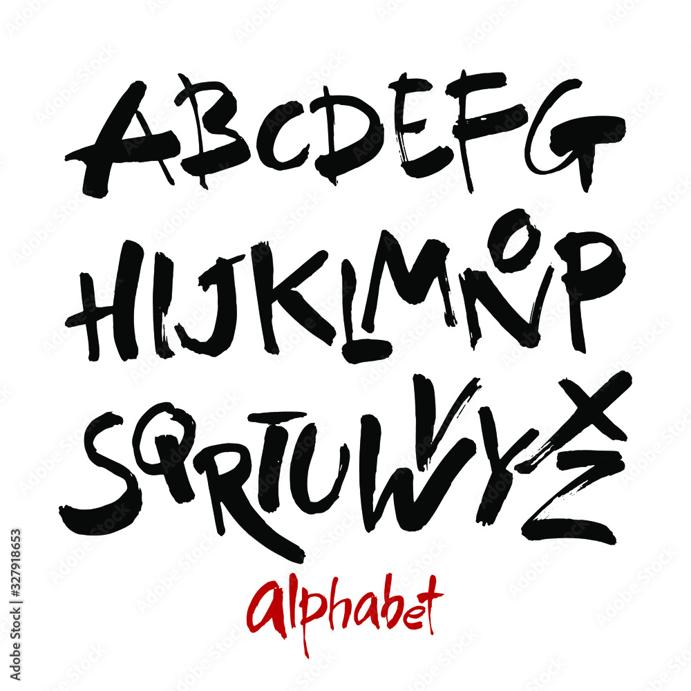 Vector Acrylic Brush Style Hand Drawn Alphabet Font. Calligraphy alphabet on a white background. Ink hand lettering. Vector Acrylic Brush Style Hand Drawn Alphabet Font. Calligraphy alphabet on a white background. Ink hand lettering.