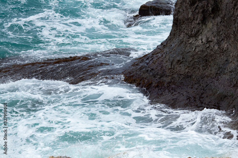 Beautiful panoramic views of the sea and the cliff, a mountain in the Black Sea, landscape, coastal travel and nature Beautiful panoramic views of the sea and the cliff, a mountain in the Black Sea, landscape, coastal travel and nature