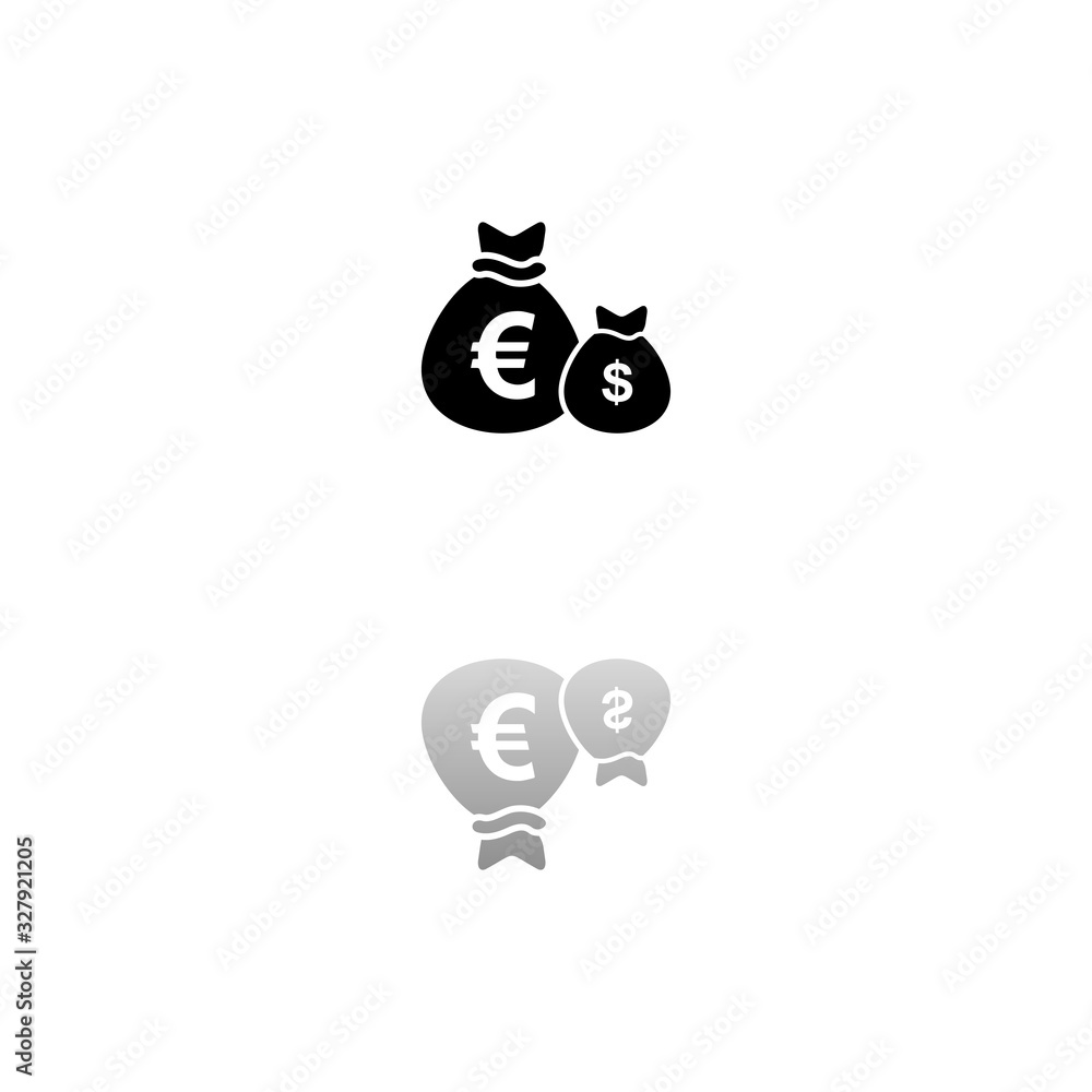 Money Bags with currency symbols icon flat Money Bags with currency symbols icon flat