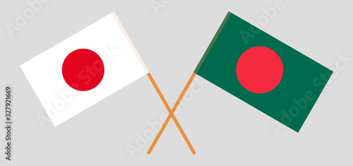 Crossed flags of Bangladesh and Japan