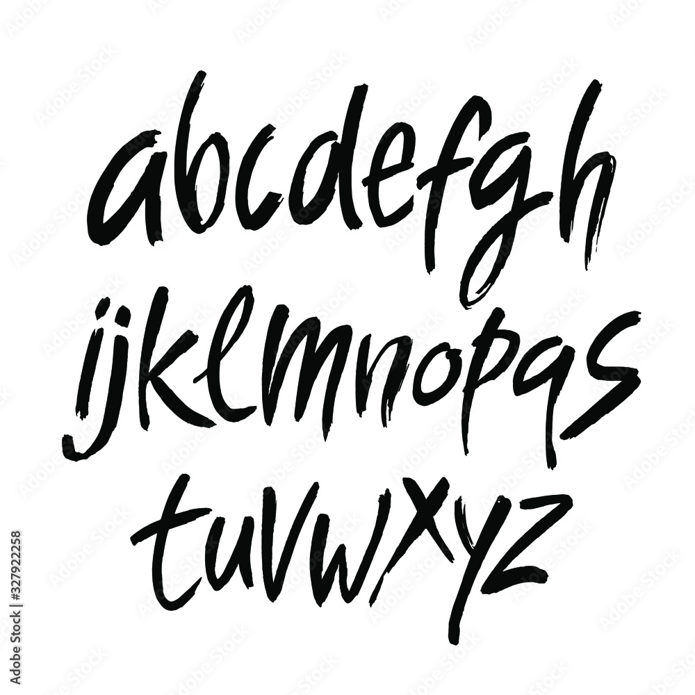 Vector Acrylic Brush Style Hand Drawn Alphabet Font. Calligraphy alphabet on a white background. Ink hand lettering. Vector Acrylic Brush Style Hand Drawn Alphabet Font. Calligraphy alphabet on a white background. Ink hand lettering.
