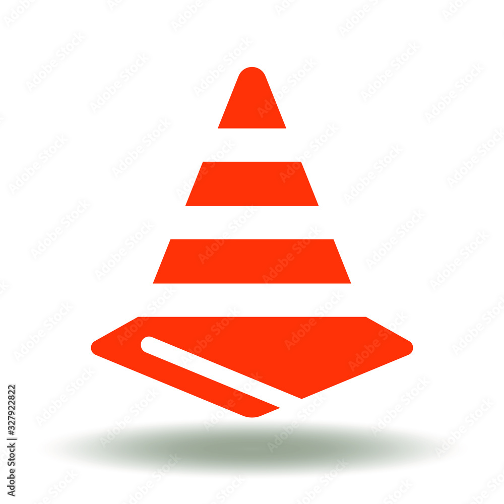 Consruction Works Attention Danger Sign Logo. Orange Traffic Cone Icon Vector. Road work symbol. Consruction Works Attention Danger Sign Logo. Orange Traffic Cone Icon Vector. Road work symbol.