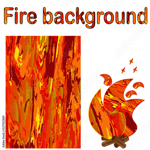 Colorful red-orange abstract background. Good for fire design.  Campfire as an exampleof use.