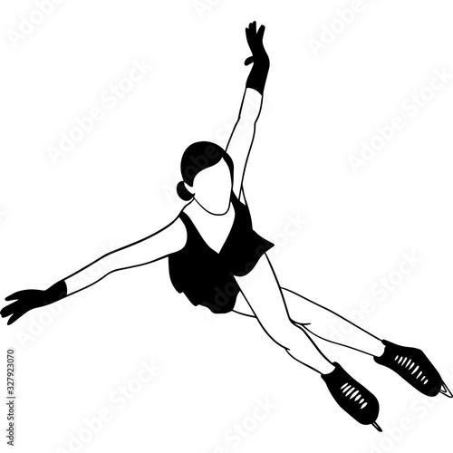 Hand drawn Female Ice Skater Vector Sketch