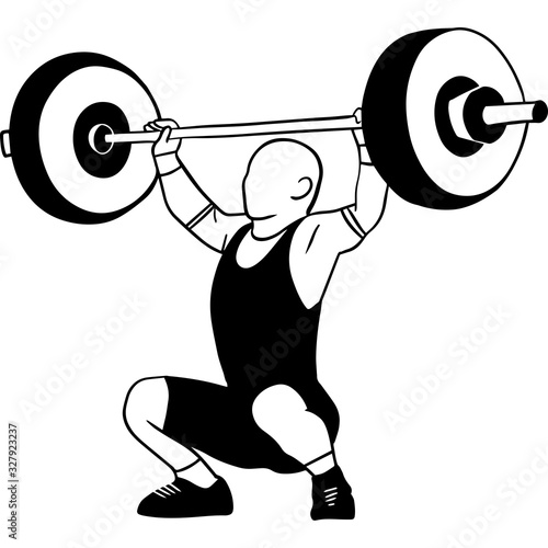 Hand drawn Male Weightlifter Vector Sketch