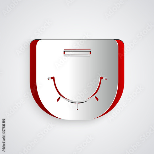 Paper cut Poker table icon isolated on grey background. Paper art style. Vector Illustration