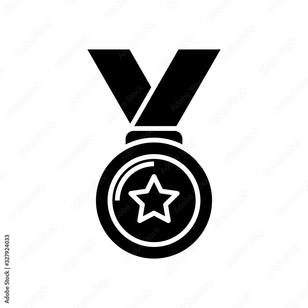 Medal black icon, concept illustration, vector flat symbol, glyph sign. Medal black icon, concept illustration, vector flat symbol, glyph sign.