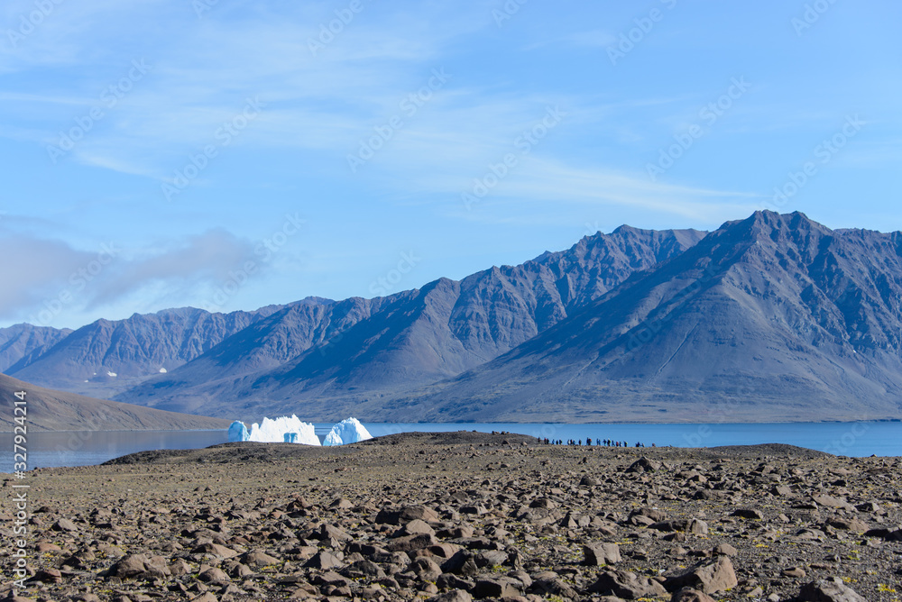 Beautiful landscape with iceberg in Greenland at summer time. Sunny weather.