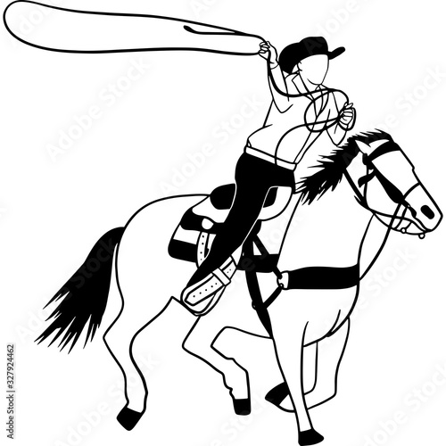 Hand drawn Calf Roping  Vector Sketch