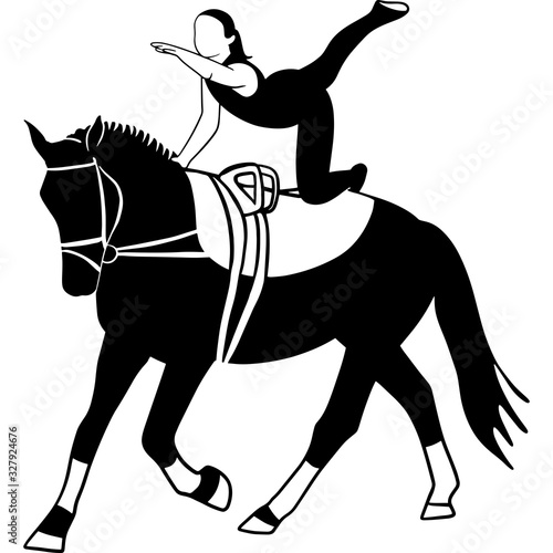 Hand drawn Horse sports Vaulting  Vector Sketch