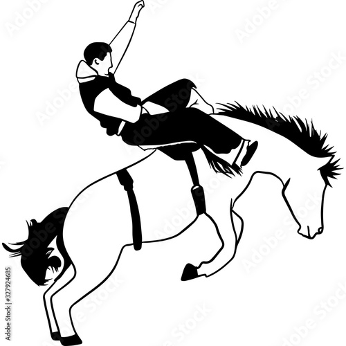 Hand drawn Rodeo Bare Back bronco  Vector Sketch