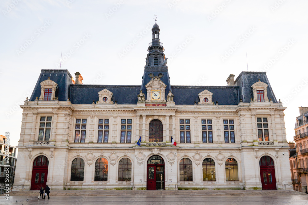 poitiers french town hall facade of city in poitou charentes France