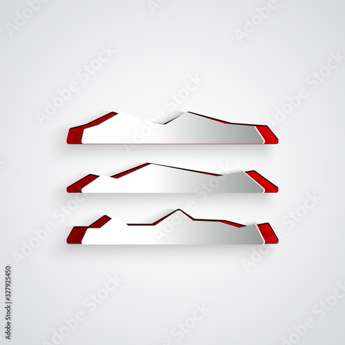 Paper cut Strips of cocaine or heroin drug icon isolated on grey background. Paper art style. Vector Illustration