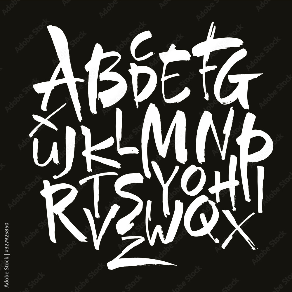 Vector Acrylic Brush Style Hand Drawn Alphabet Font. Calligraphy alphabet on a black background. Ink hand lettering. Vector Acrylic Brush Style Hand Drawn Alphabet Font. Calligraphy alphabet on a black background. Ink hand lettering.
