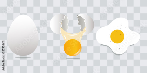 Eggs on transparent. Fried egg set isolated, vector omelet and breakfast fry