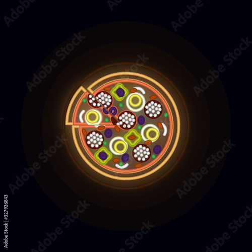 Pizza, fast, food neon icon. Simple thin line, outline vector of web icons for ui and ux, website or mobile application