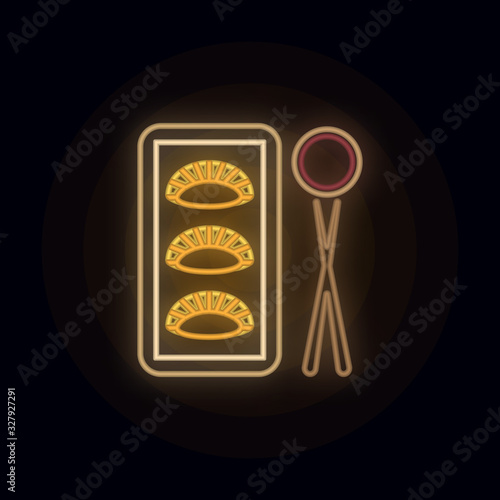 Gyoza neon icon. Simple thin line, outline vector of web icons for ui and ux, website or mobile application