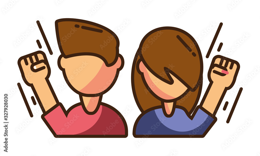 people protesting on a white background