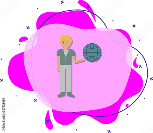 Globe, man cartoon icon. Simple color vector of travel icons for ui and ux, website or mobile application