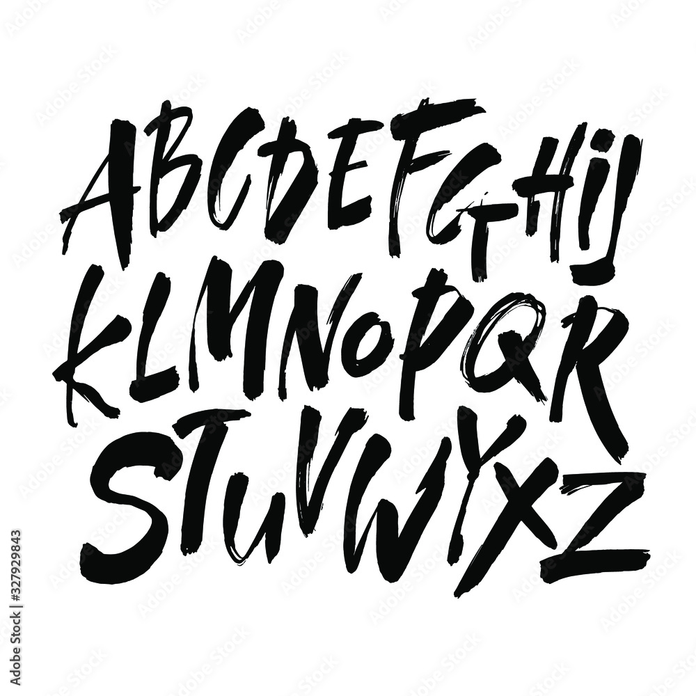 Vector Acrylic Brush Style Hand Drawn Alphabet Font. Calligraphy alphabet on a white background. Ink hand lettering. Vector Acrylic Brush Style Hand Drawn Alphabet Font. Calligraphy alphabet on a white background. Ink hand lettering.