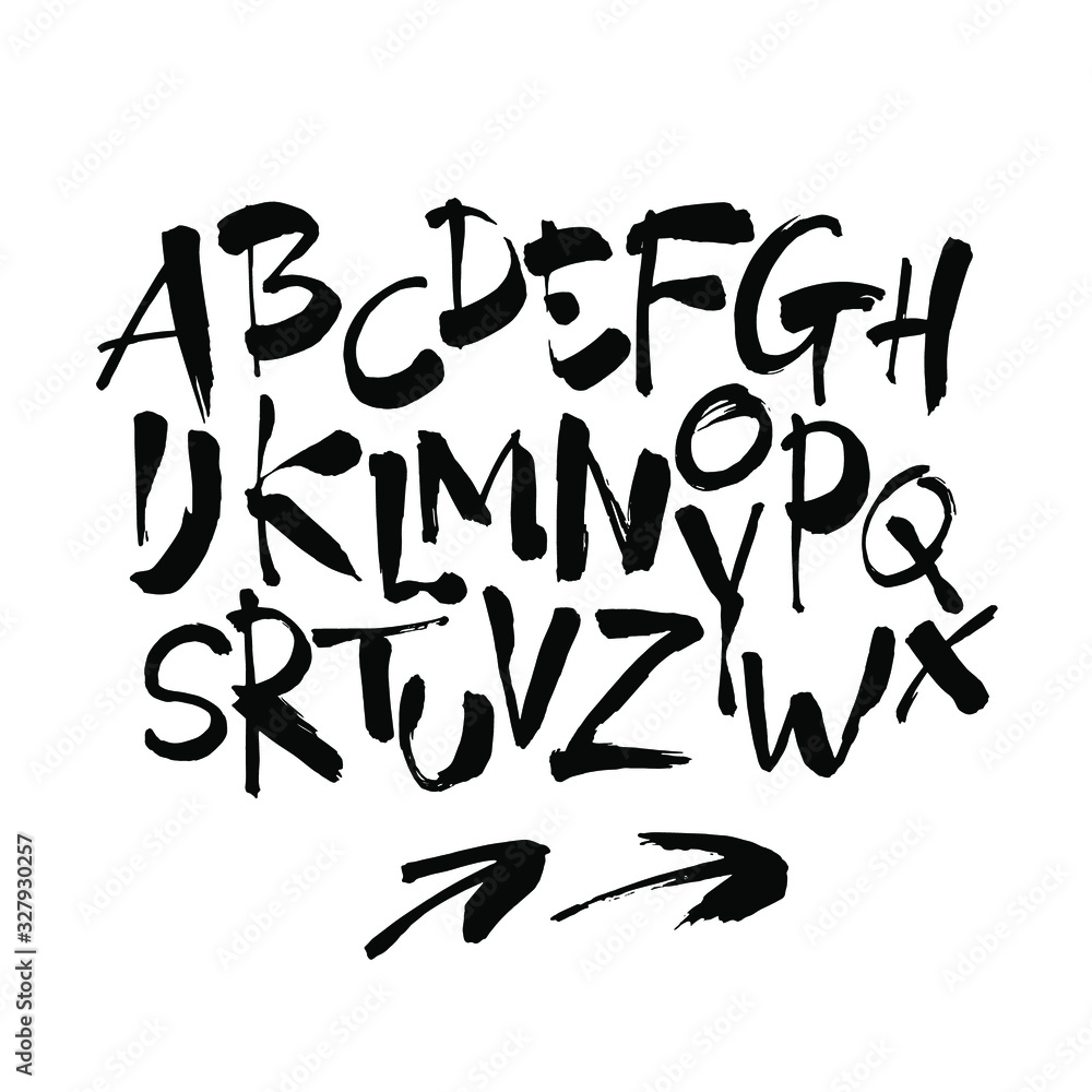 Vector Acrylic Brush Style Hand Drawn Alphabet Font. Calligraphy alphabet on a white background. Ink hand lettering. Vector Acrylic Brush Style Hand Drawn Alphabet Font. Calligraphy alphabet on a white background. Ink hand lettering.