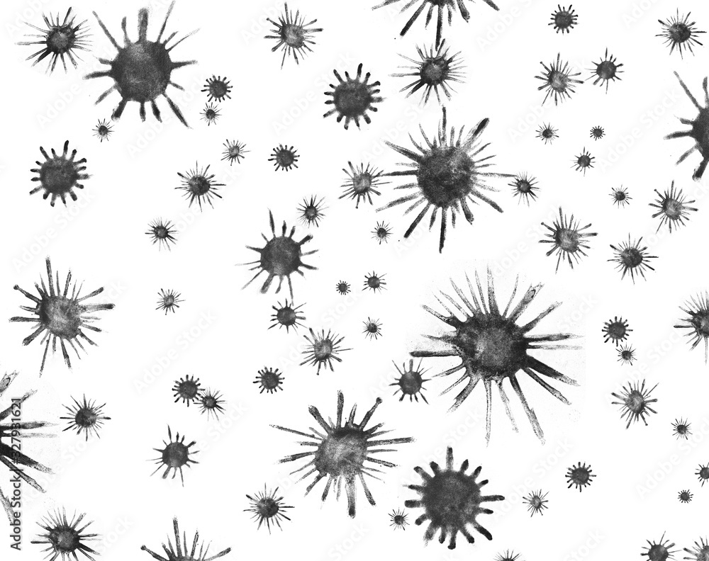 coronavirus abstract art, virus black and white coronavirus abstract art, virus black and white