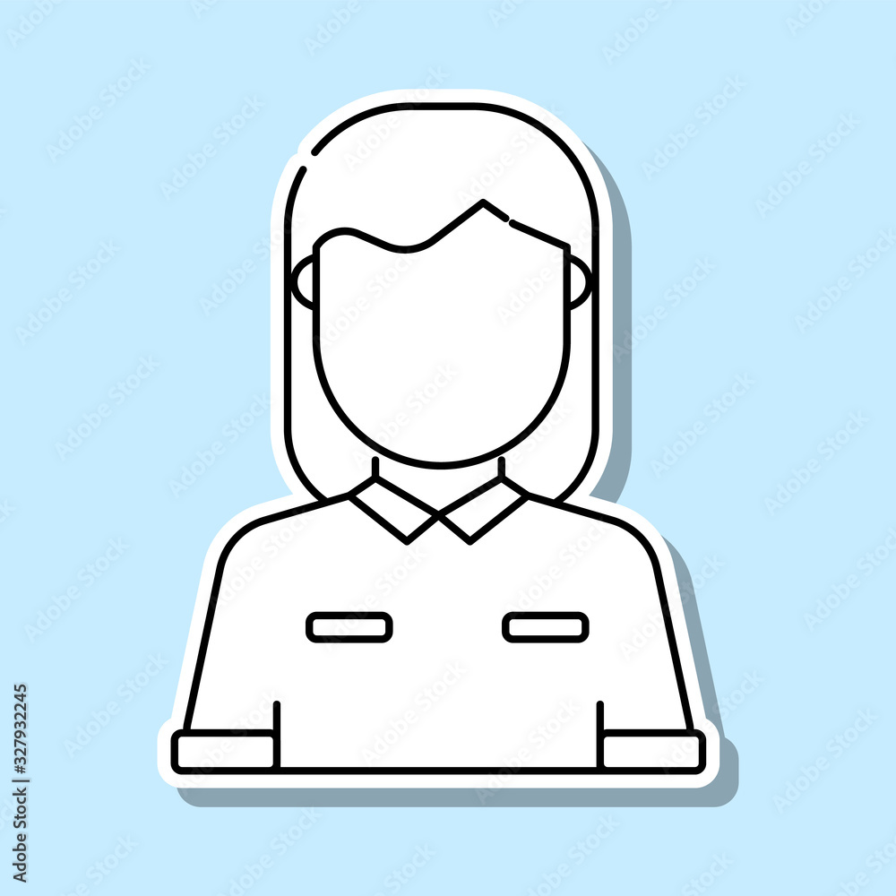 Woman / female avatar sticker icon. Simple thin line, outline vector of avatar icons for ui and ux, website or mobile application
