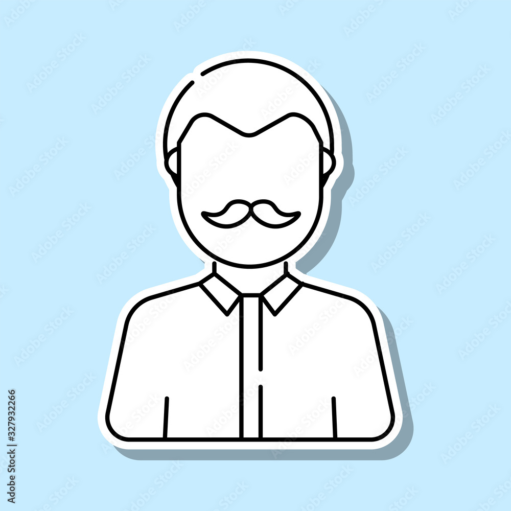 Man with mustache avatar sticker icon. Simple thin line, outline vector of avatar icons for ui and ux, website or mobile application Man with mustache avatar sticker icon. Simple thin line, outline vector of avatar icons for ui and ux, website or mobile application