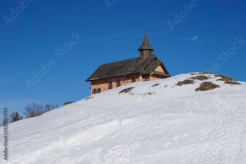 Small wooden church in Stoos near the Fronalpstock in Switzerland