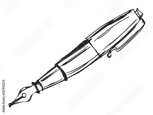 Vector sketch of ink fountain pen