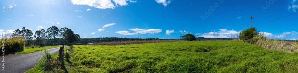 Panoramic view of a landscape in north east Big Island Hawaii